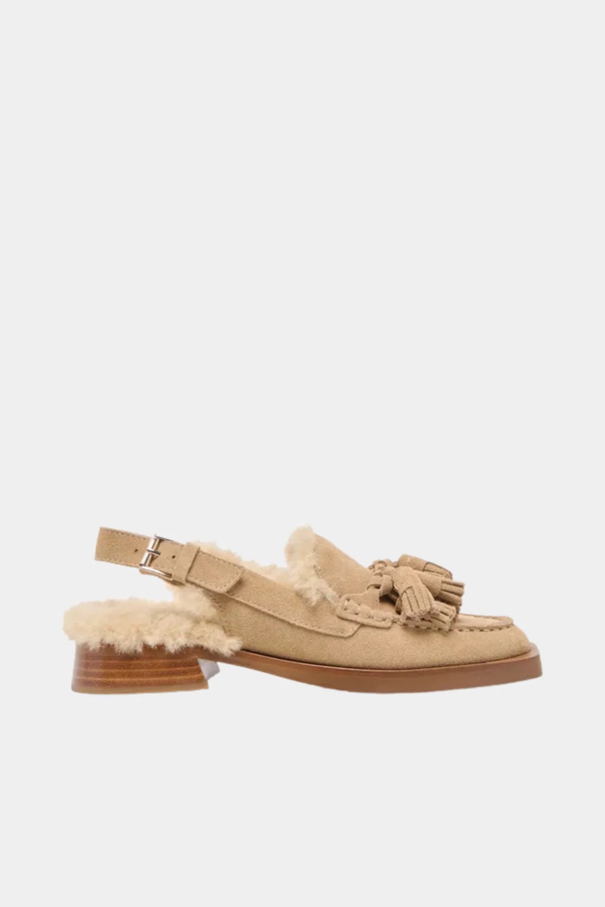 dolce vita hamlit slingback mule in dark taupe plush