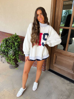 ms/mississippi reversible mock neck sweatshirt