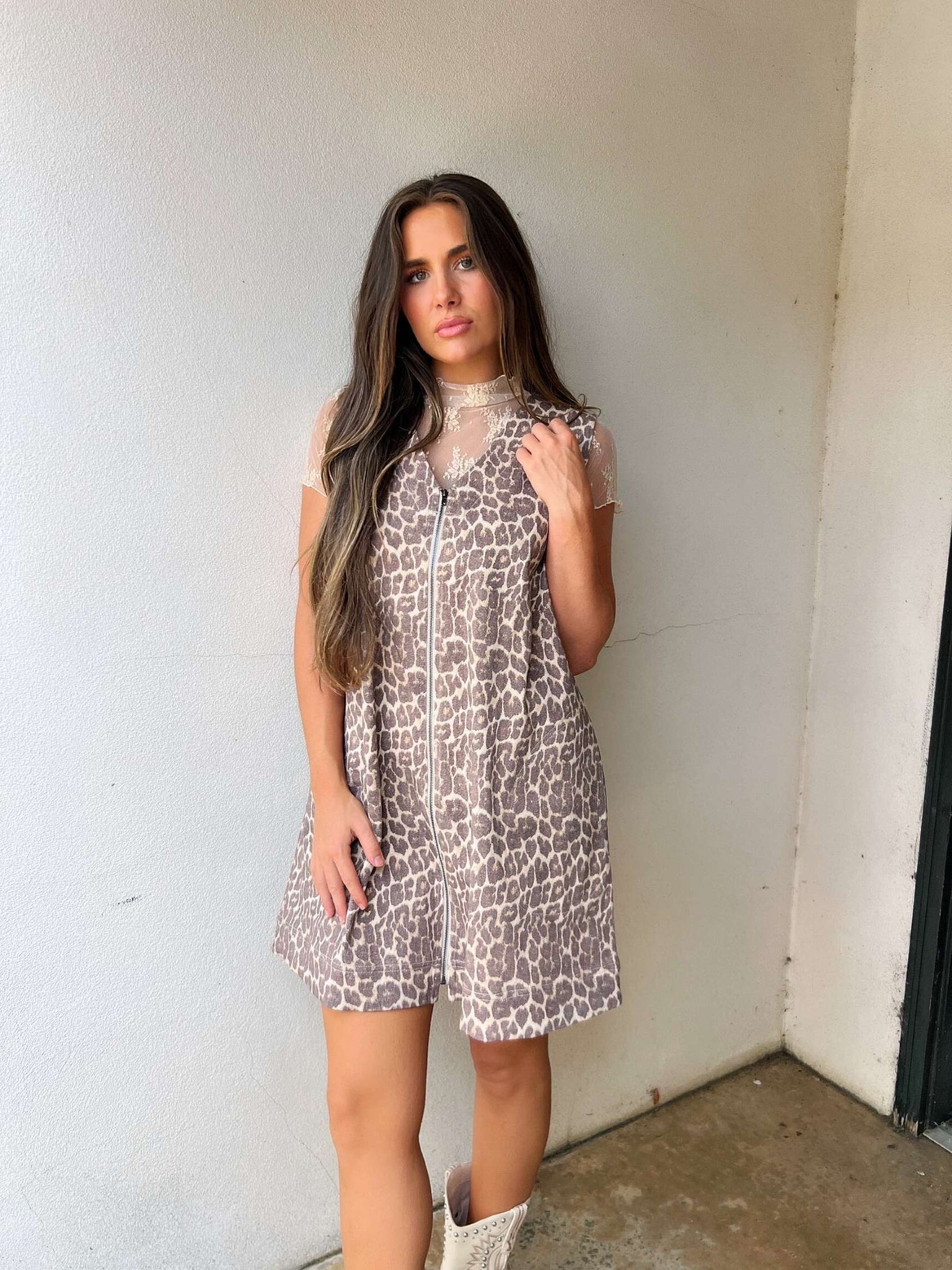 cheetah lover denim dress
