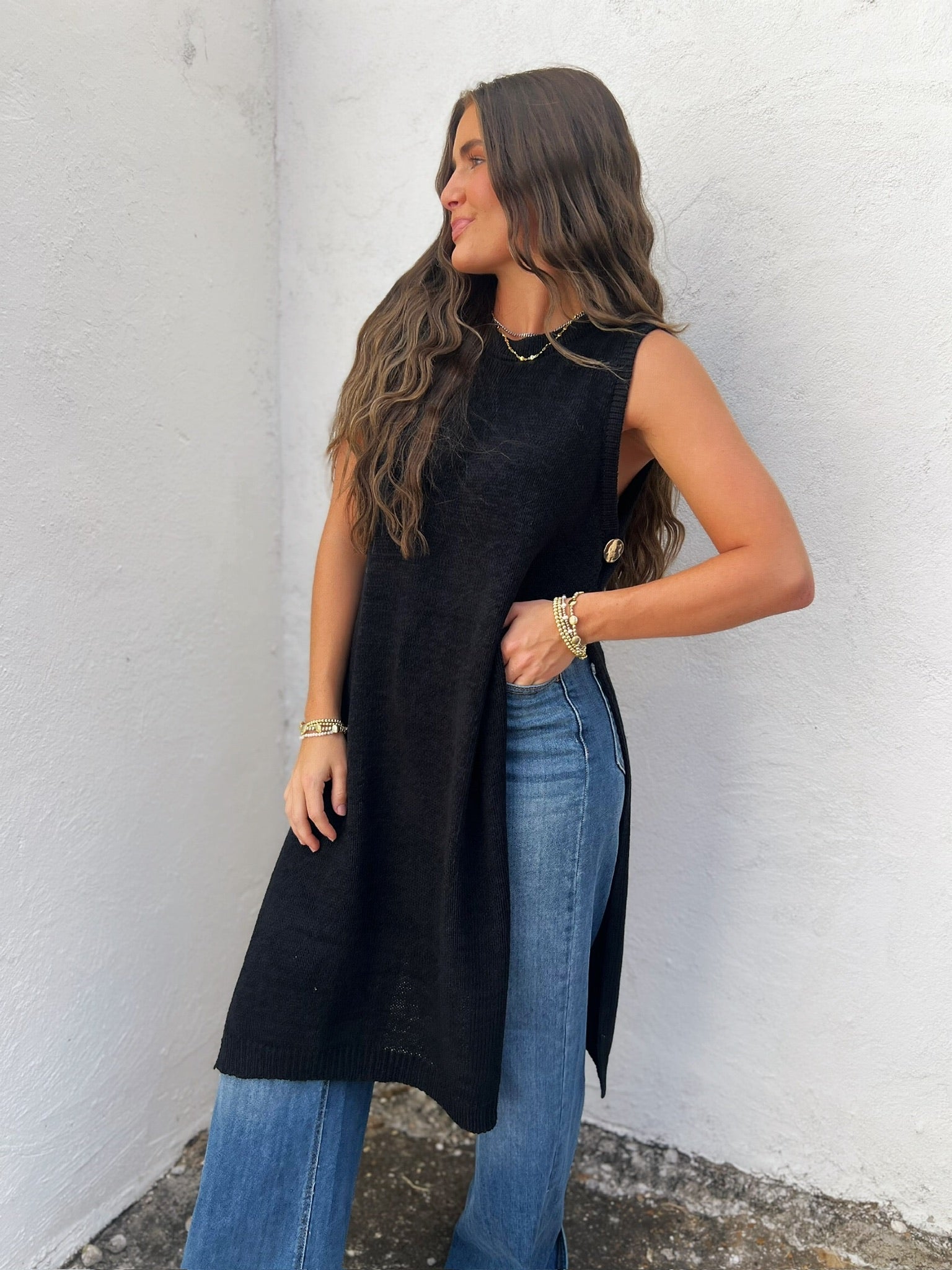 palmer longline sweater in black