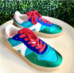 mia vesta sneaker - turquoise / green multi