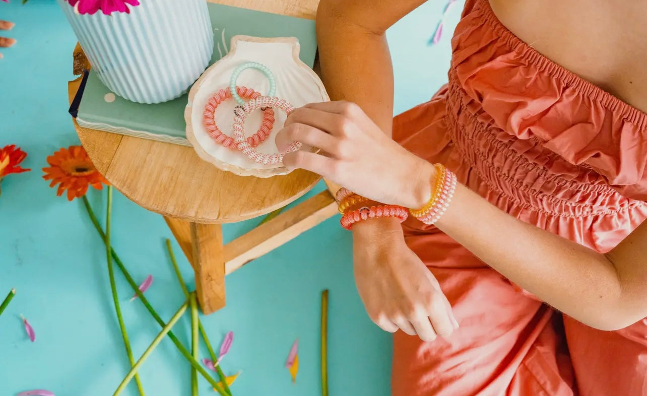 teleties spiral hair coils - large (calming coral)