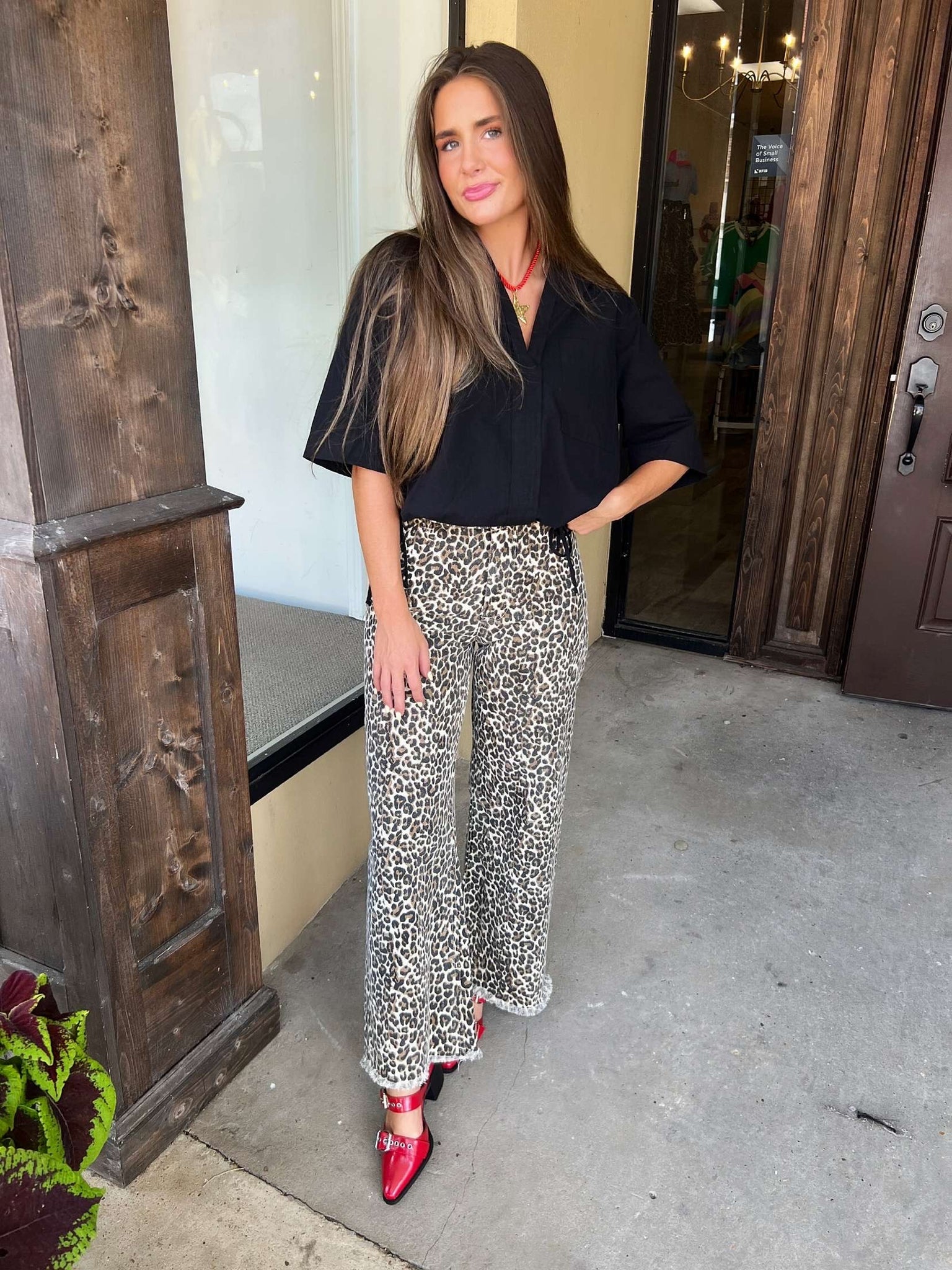 harlow leopard wide leg jean
