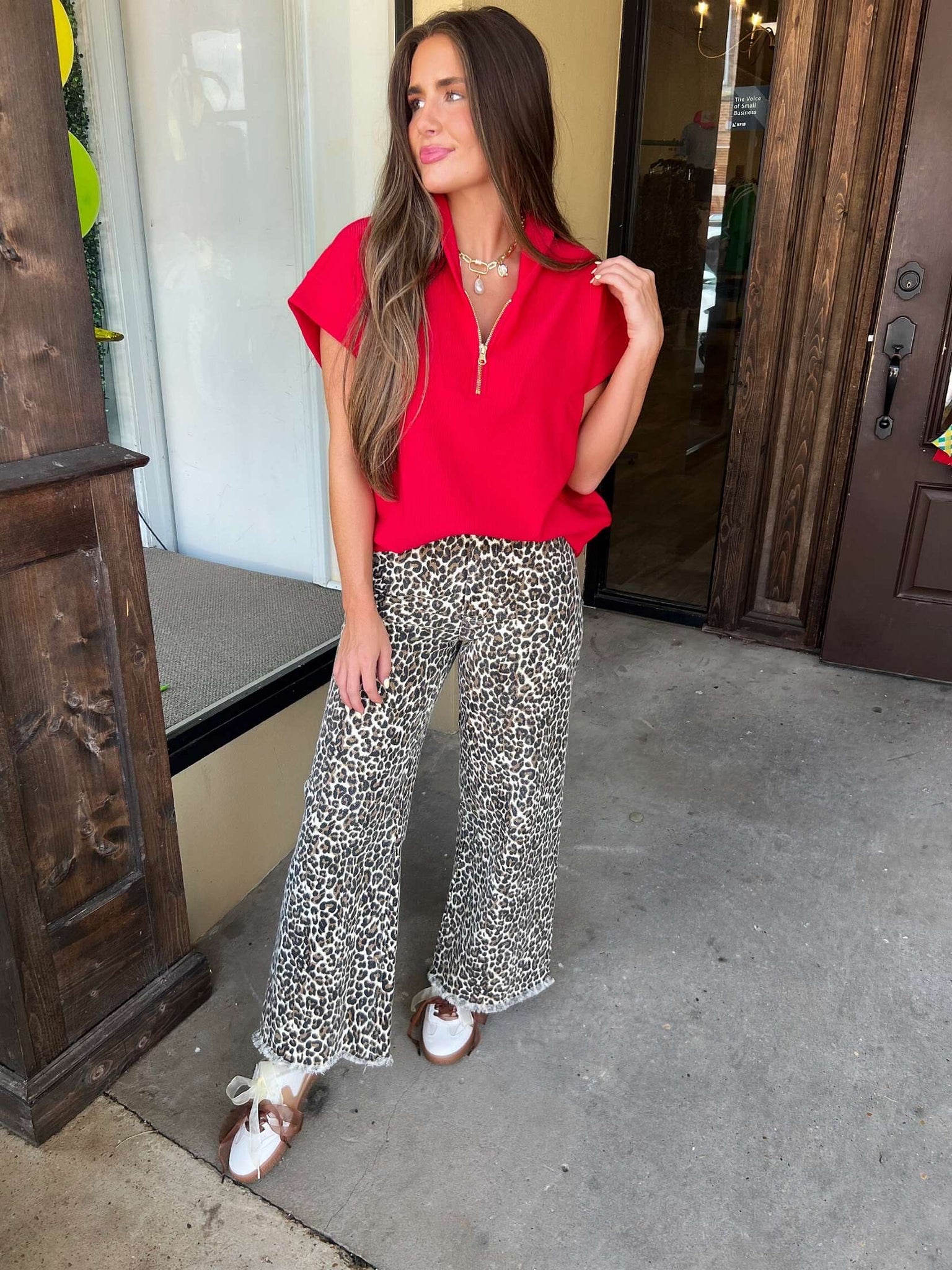 harlow leopard wide leg jean