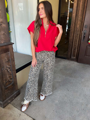 harlow leopard wide leg jean