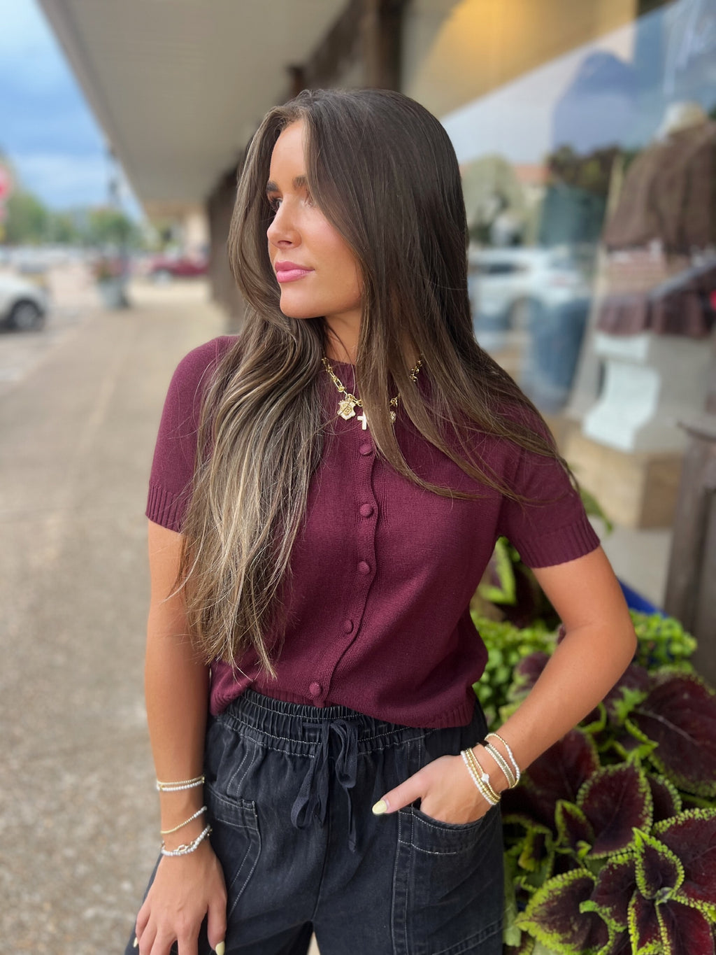 gabby sweater in burgundy