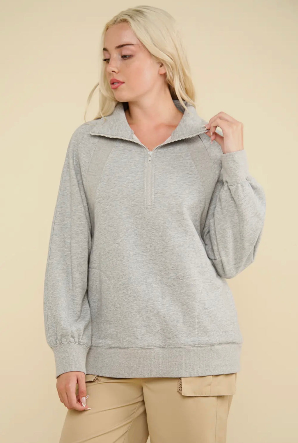 canyon quarter zip - heather grey