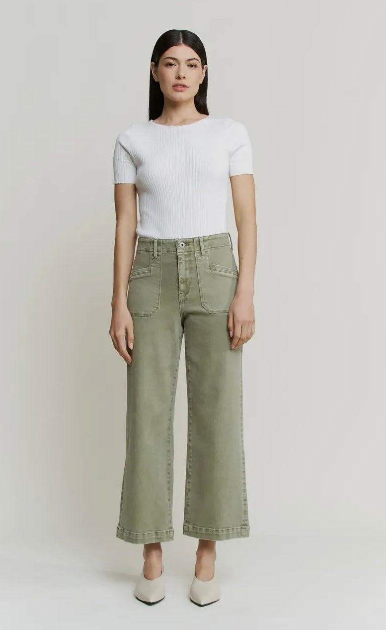 mica neely olive wide crop jean