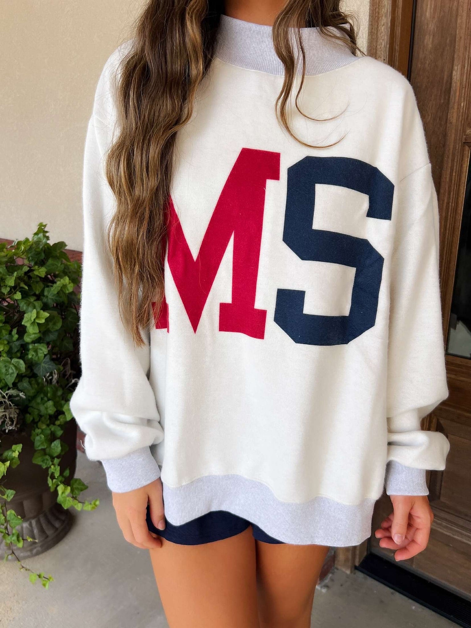 ms/mississippi reversible mock neck sweatshirt