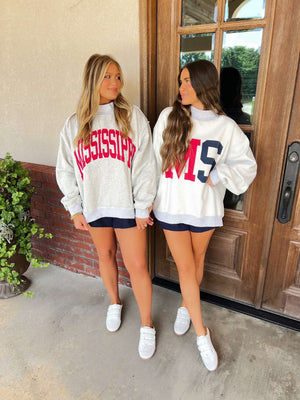 ms/mississippi reversible mock neck sweatshirt