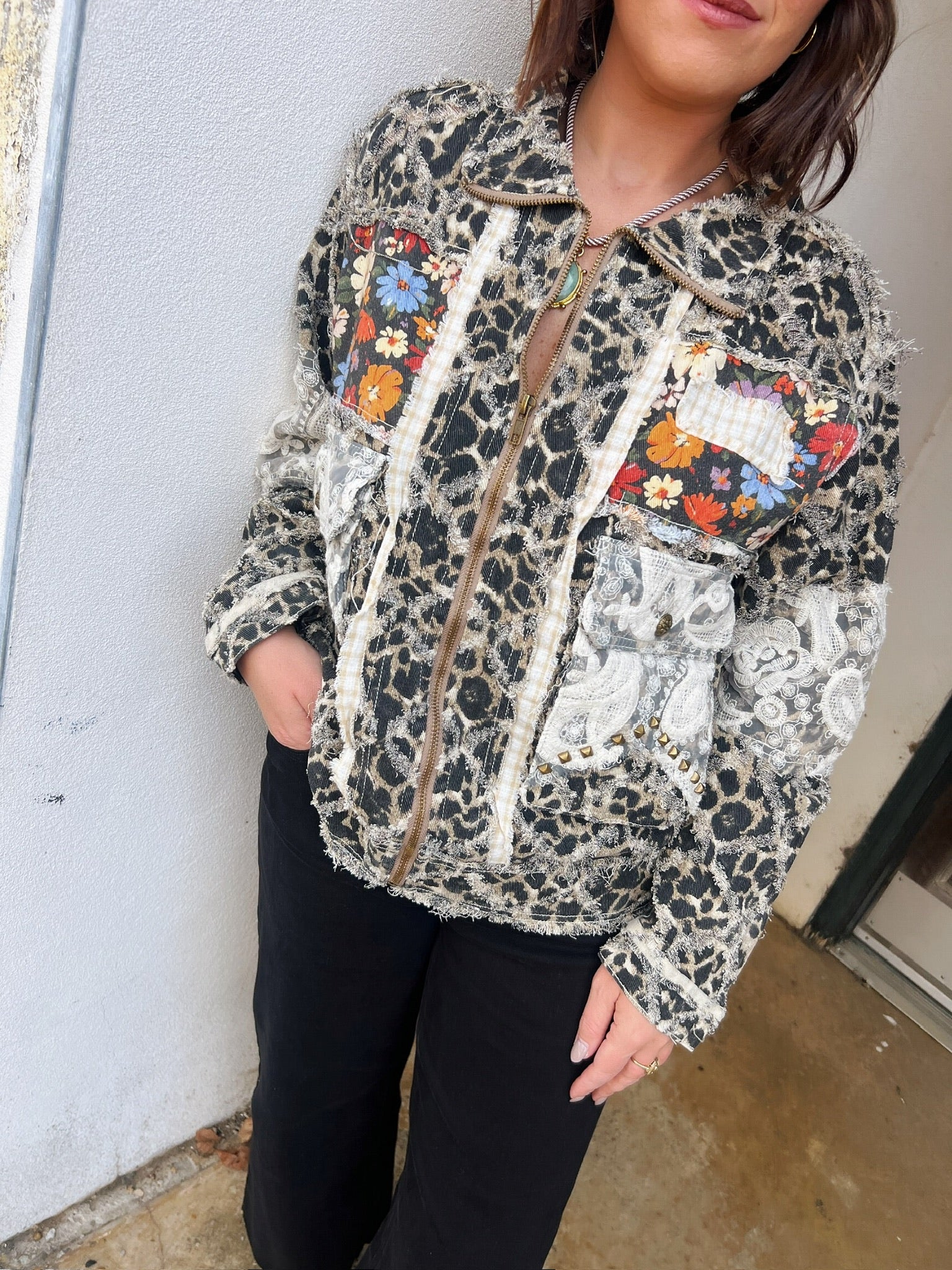 blake twill jacket in sand leopard