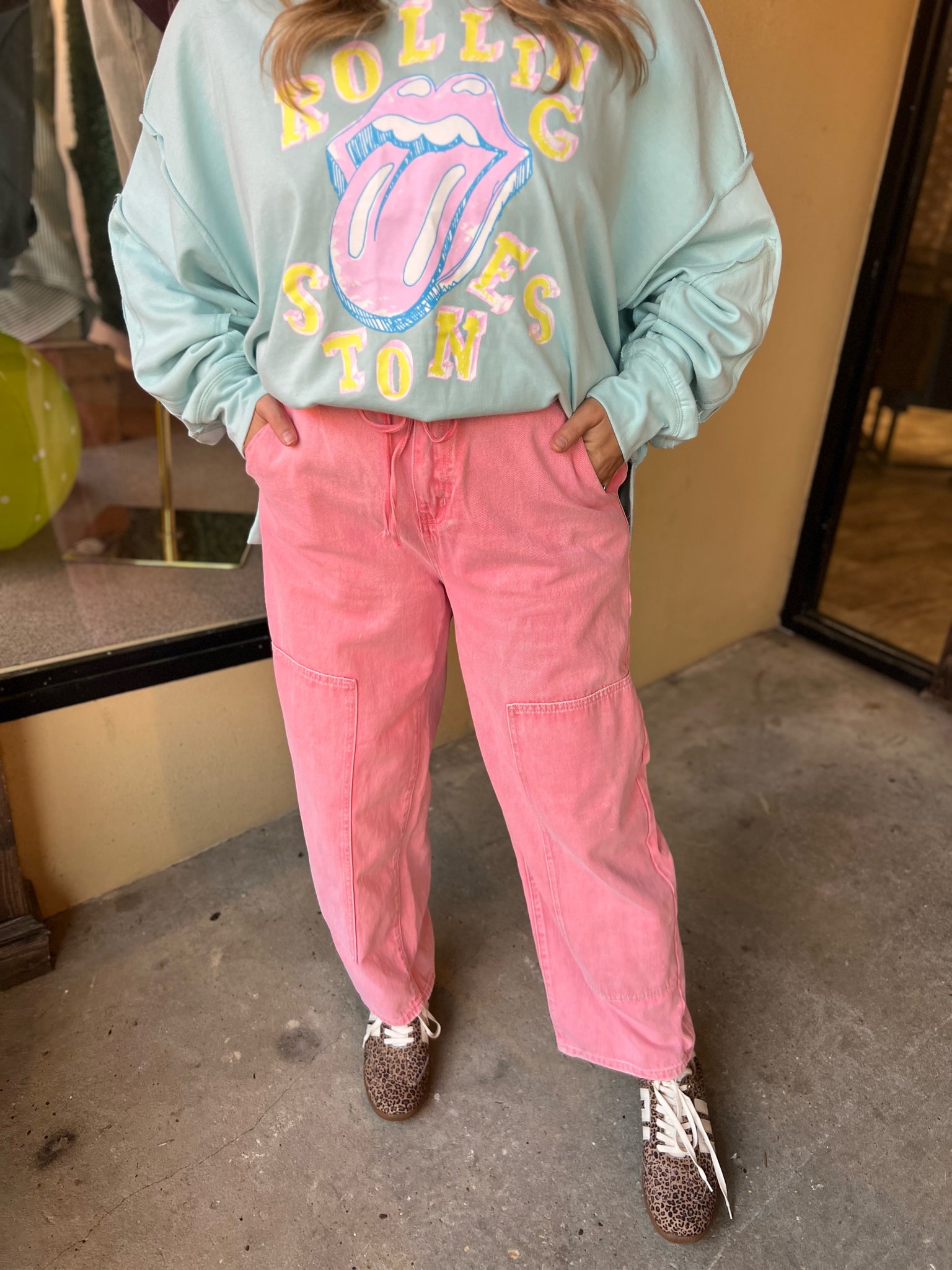 kensley barrel pant in pink