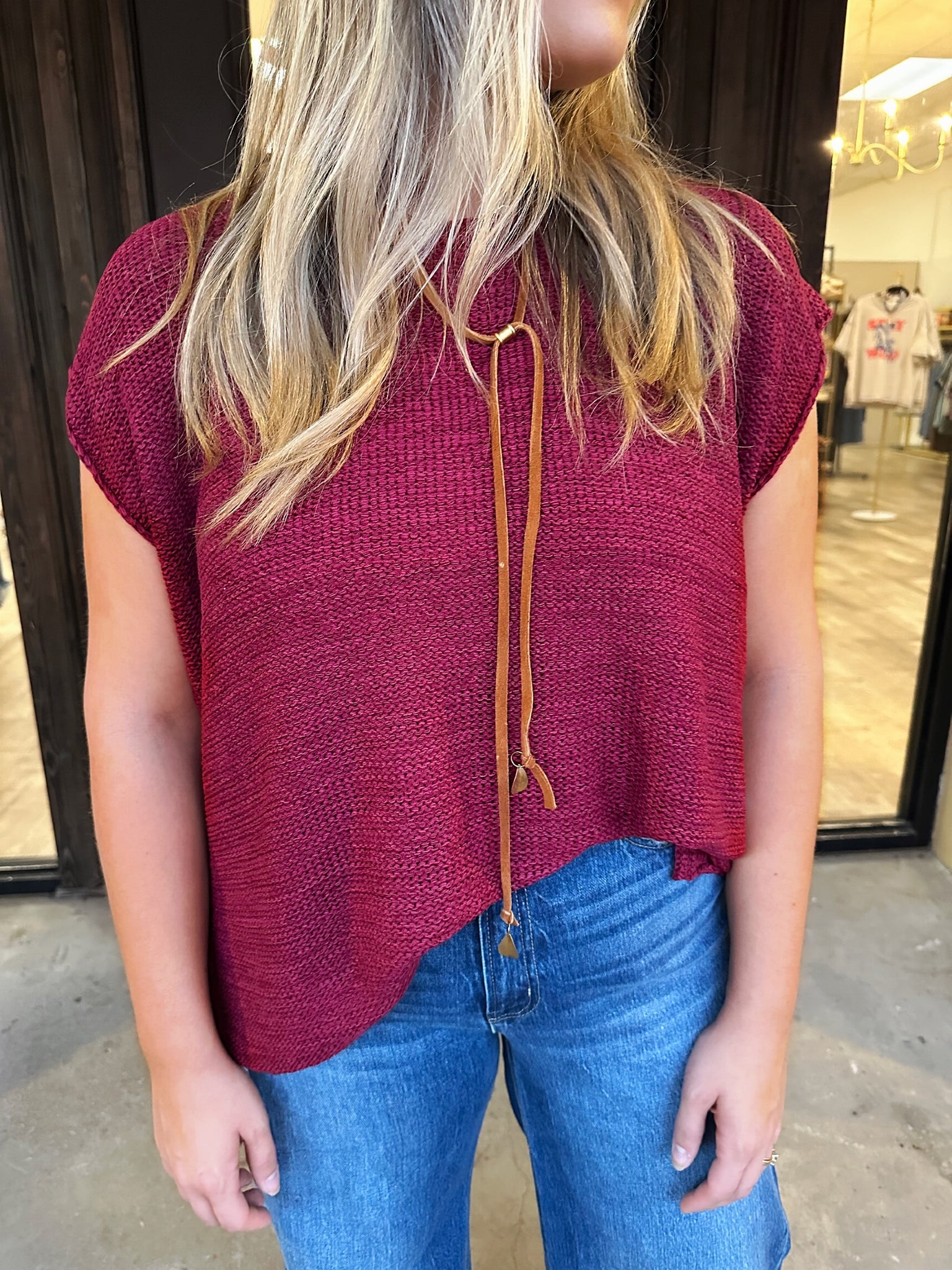 olivia sweater in burgundy