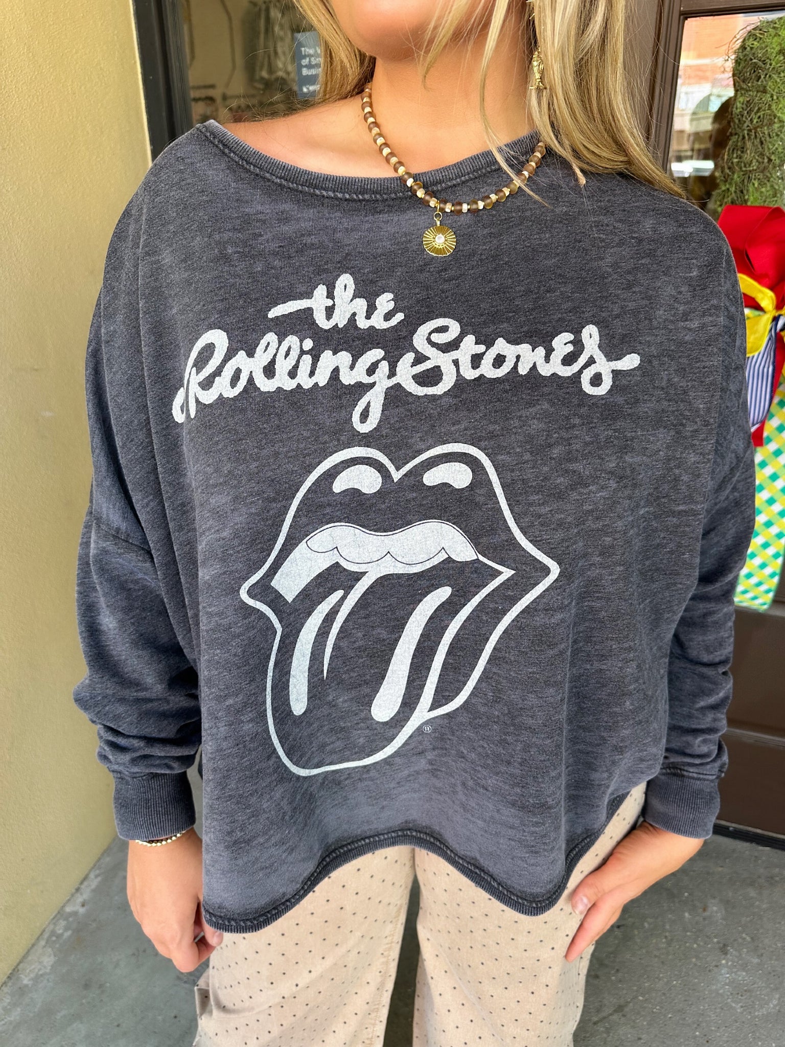 recycled karma rolling stones burn out sweatshirt