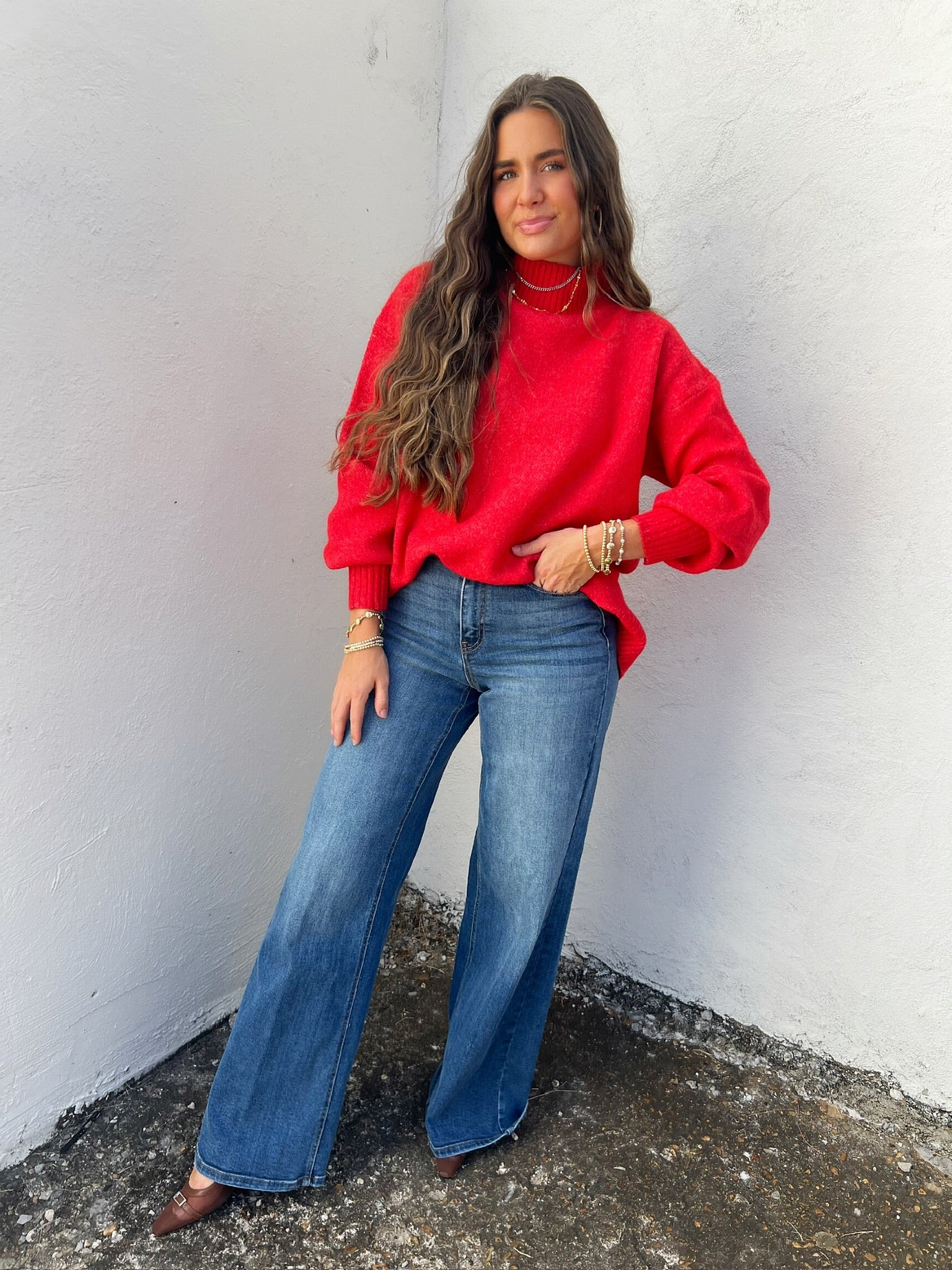 home for the holidays mock neck sweater