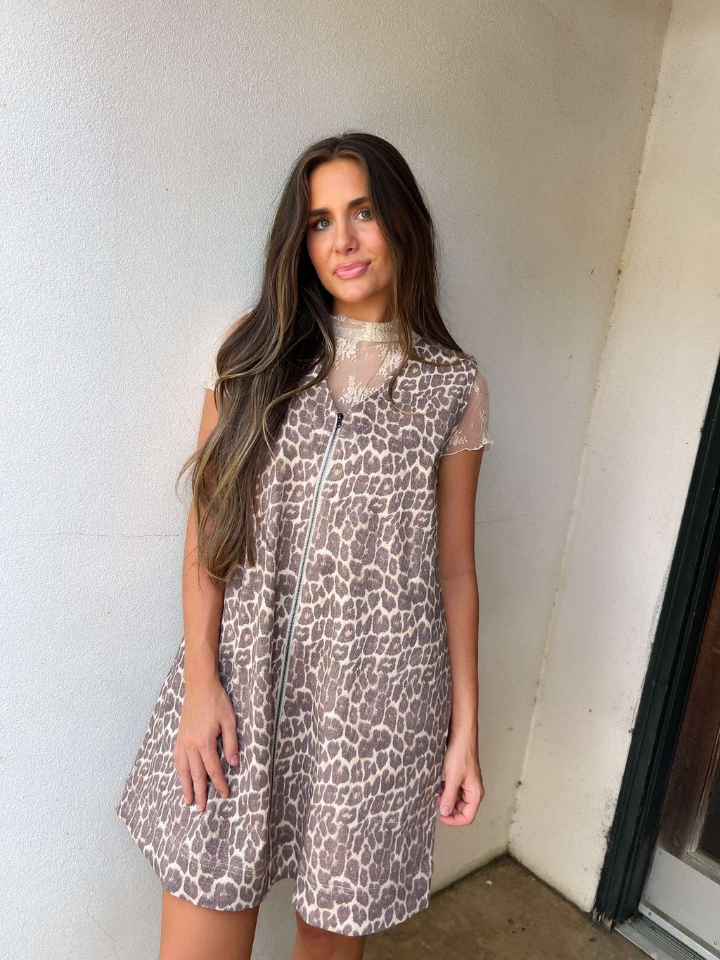 cheetah lover denim dress