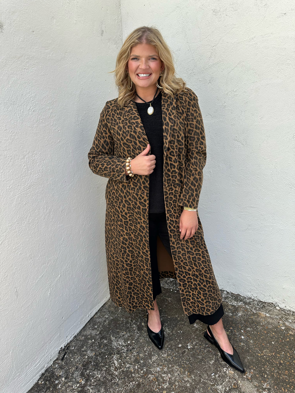 leopard denim duster