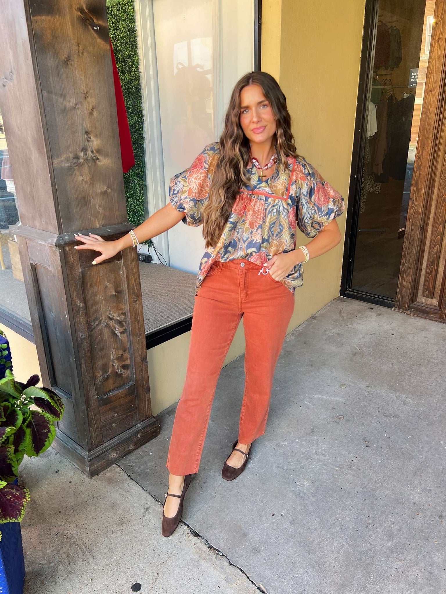 layton straight leg jean - rust