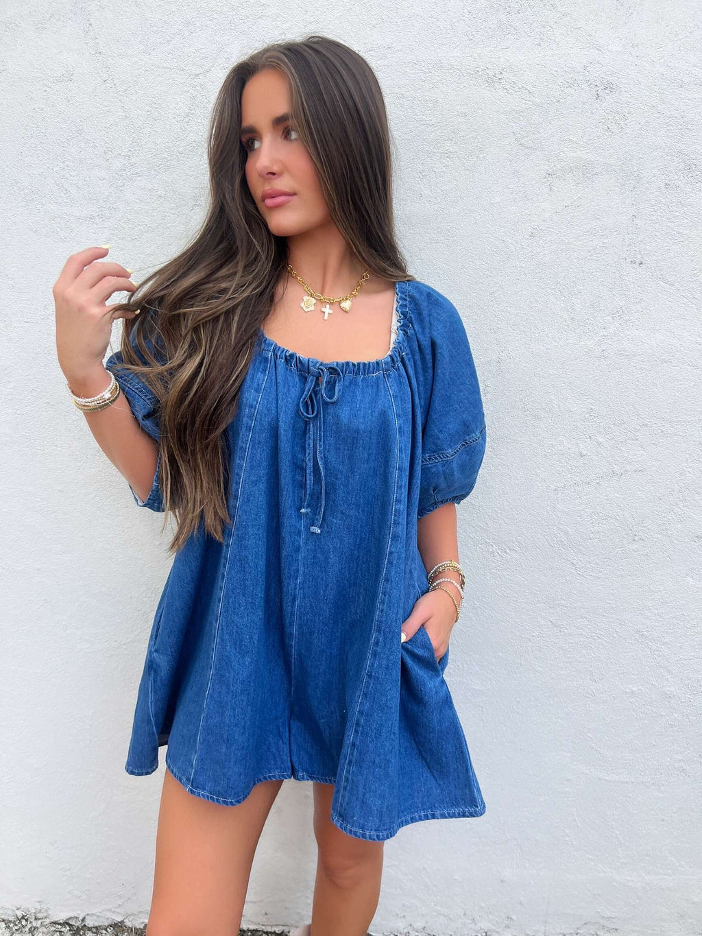 wonderland denim romper