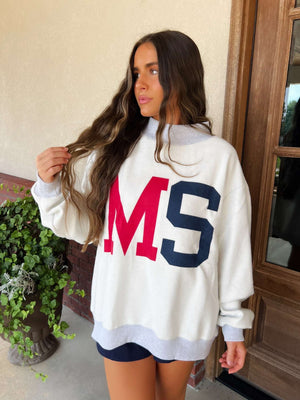 ms/mississippi reversible mock neck sweatshirt