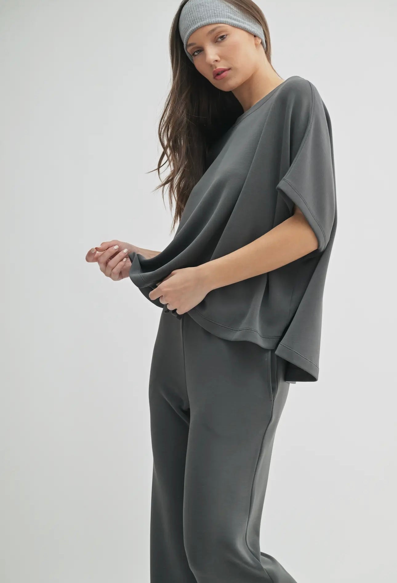 laguna boatneck top in ash grey