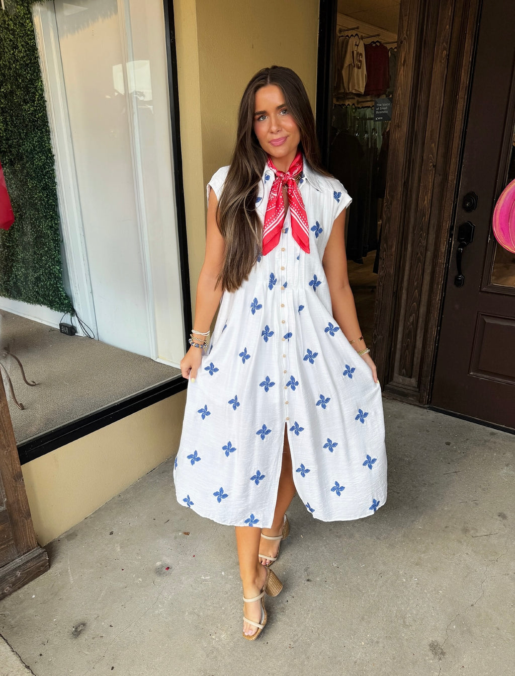 lettie midi dress in ivory/royal