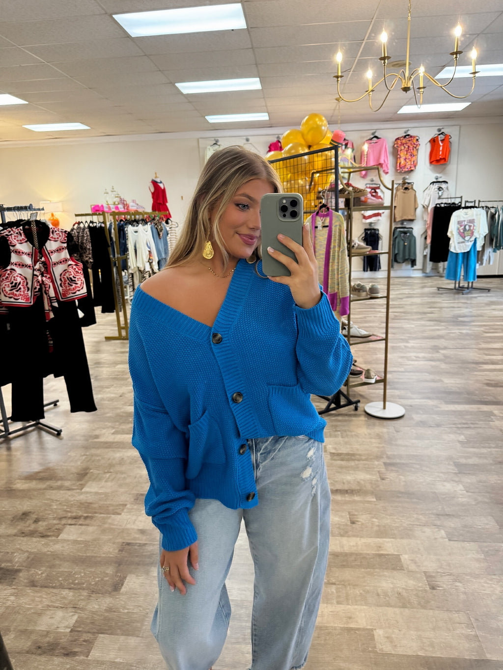 sloan sweater cardigan in ocean
