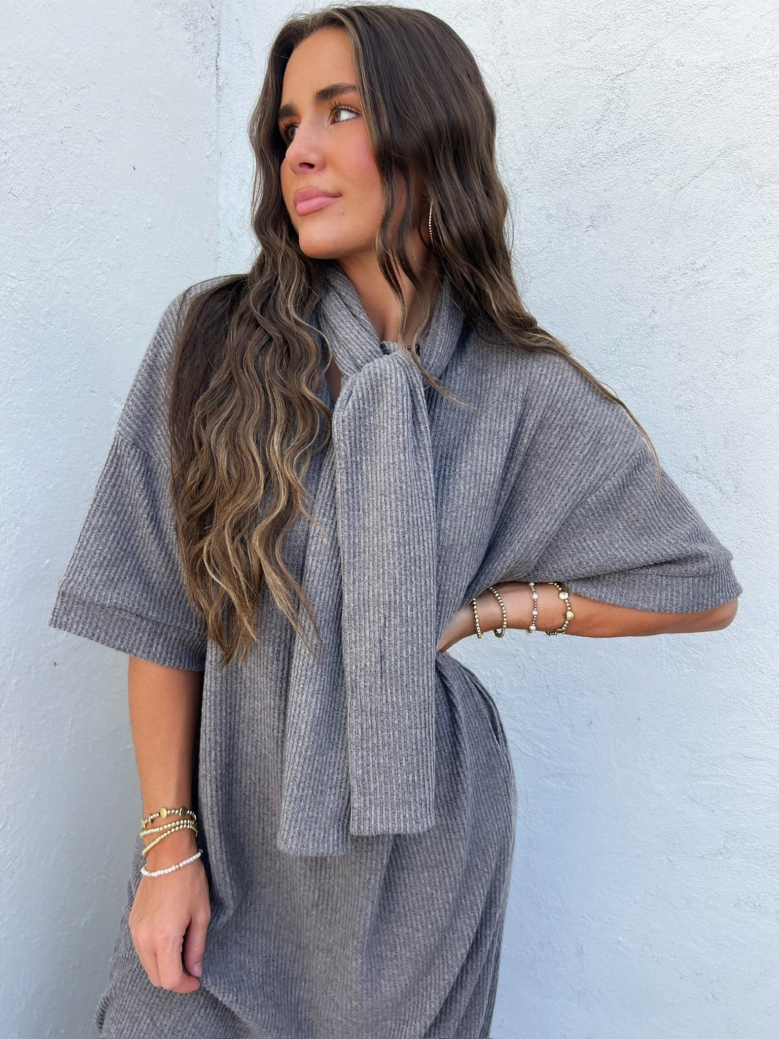 sammy ribbed maxi in heather grey