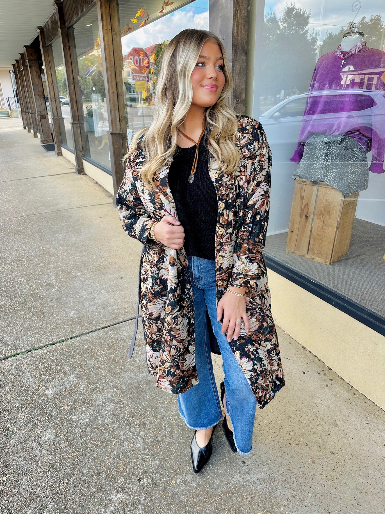 miller floral button down coat