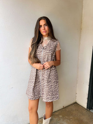 cheetah lover denim dress