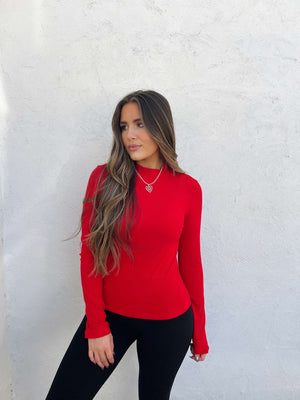 harlow ribbed top - red