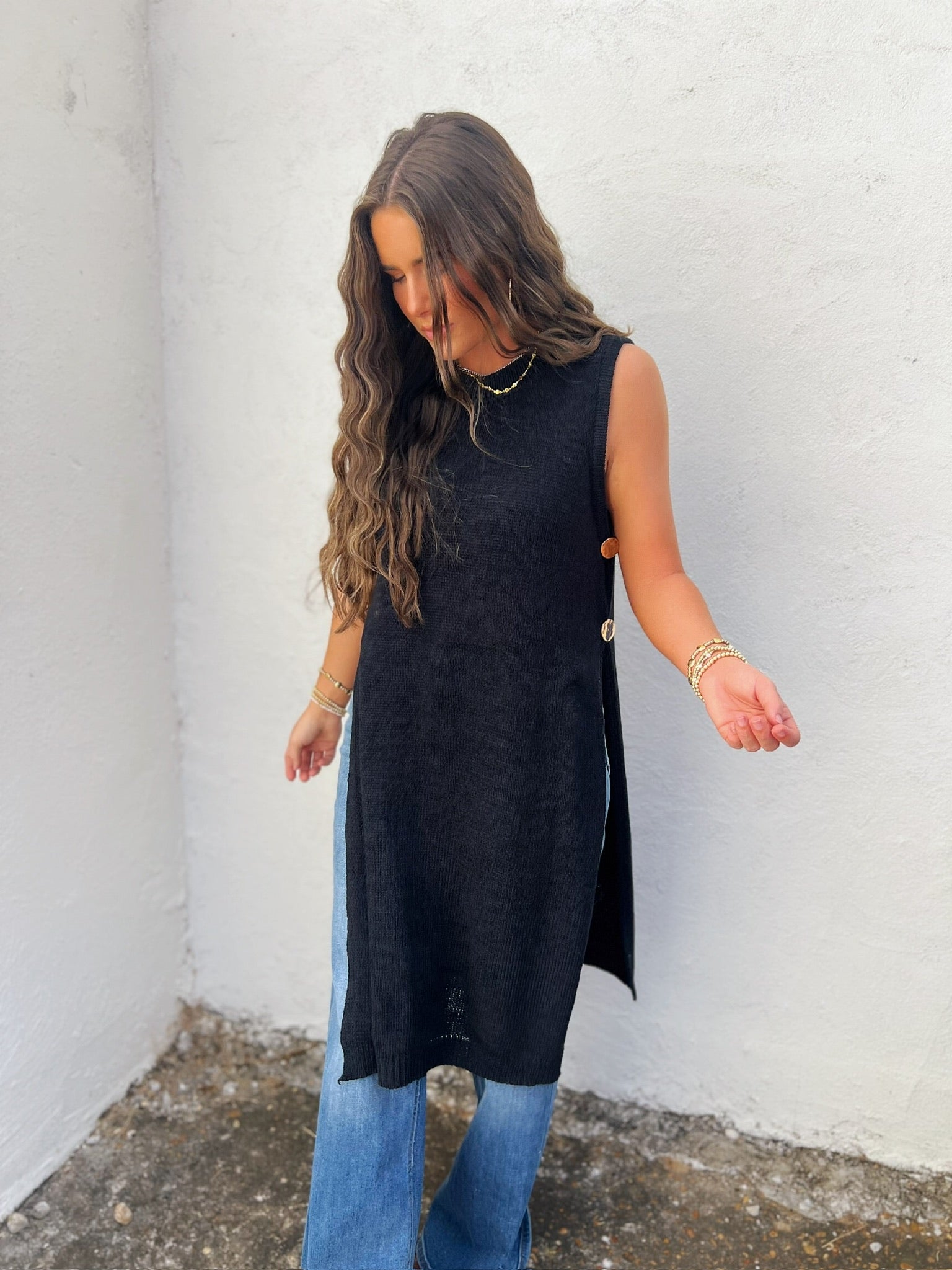 palmer longline sweater in black