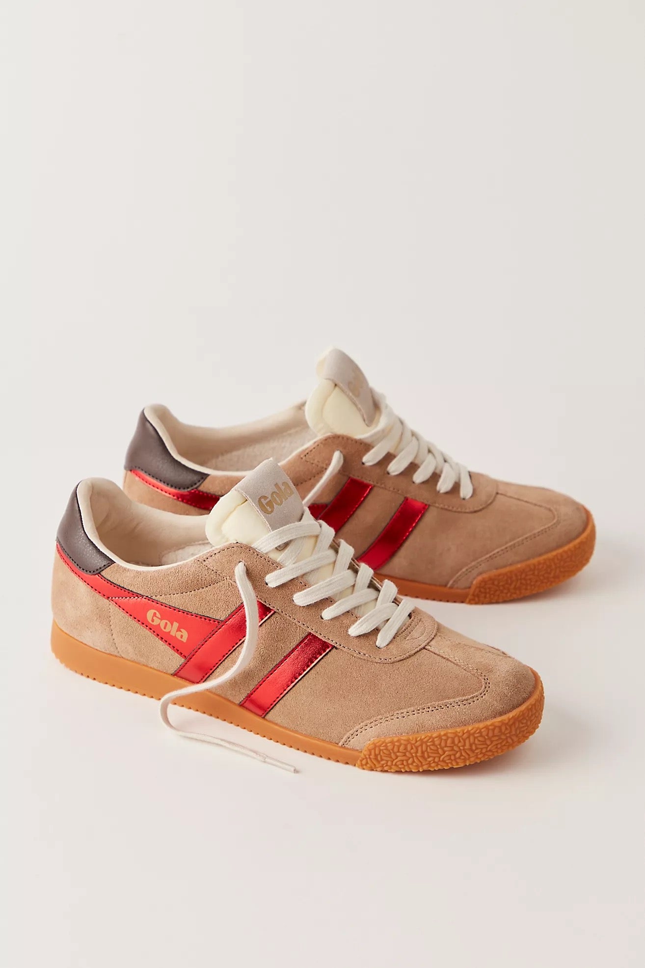 Gola glitz trainer in light caramel/red/dark brown