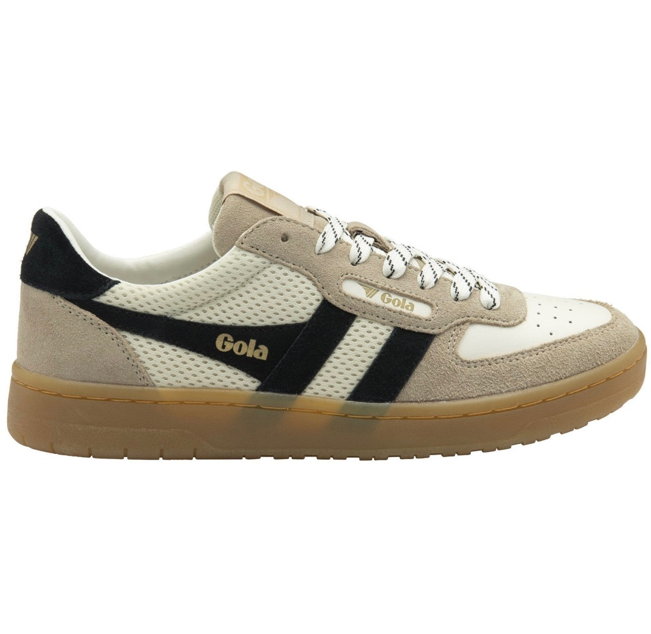 Gola hawk 83 trainer in off white/bone/black/gum