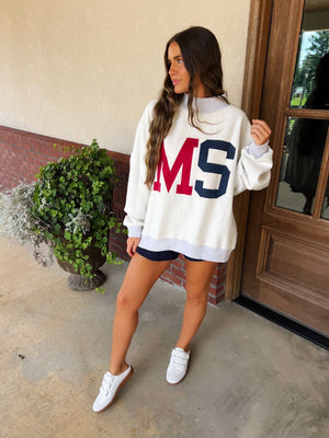 ms/mississippi reversible mock neck sweatshirt