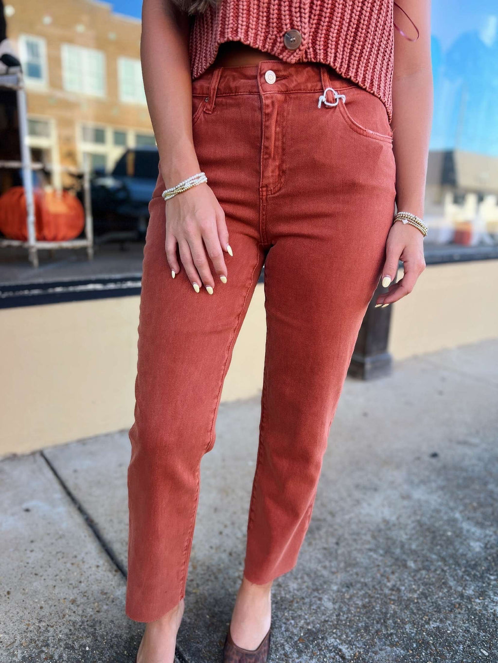 layton straight leg jean - rust