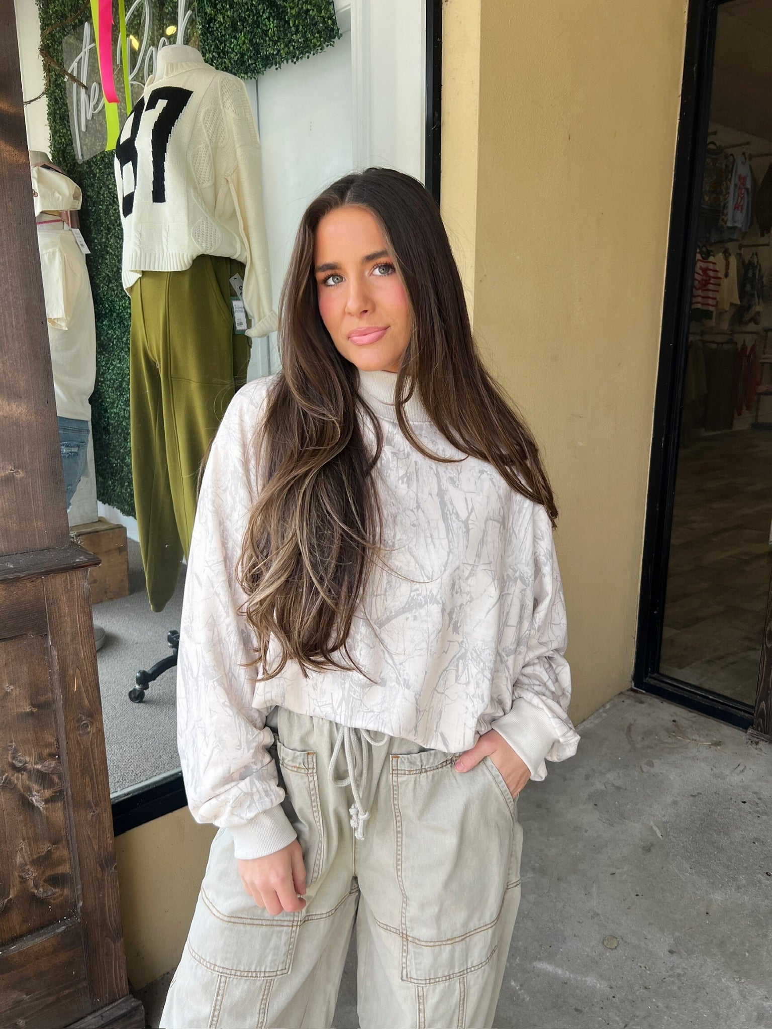 fall fields camo mock neck