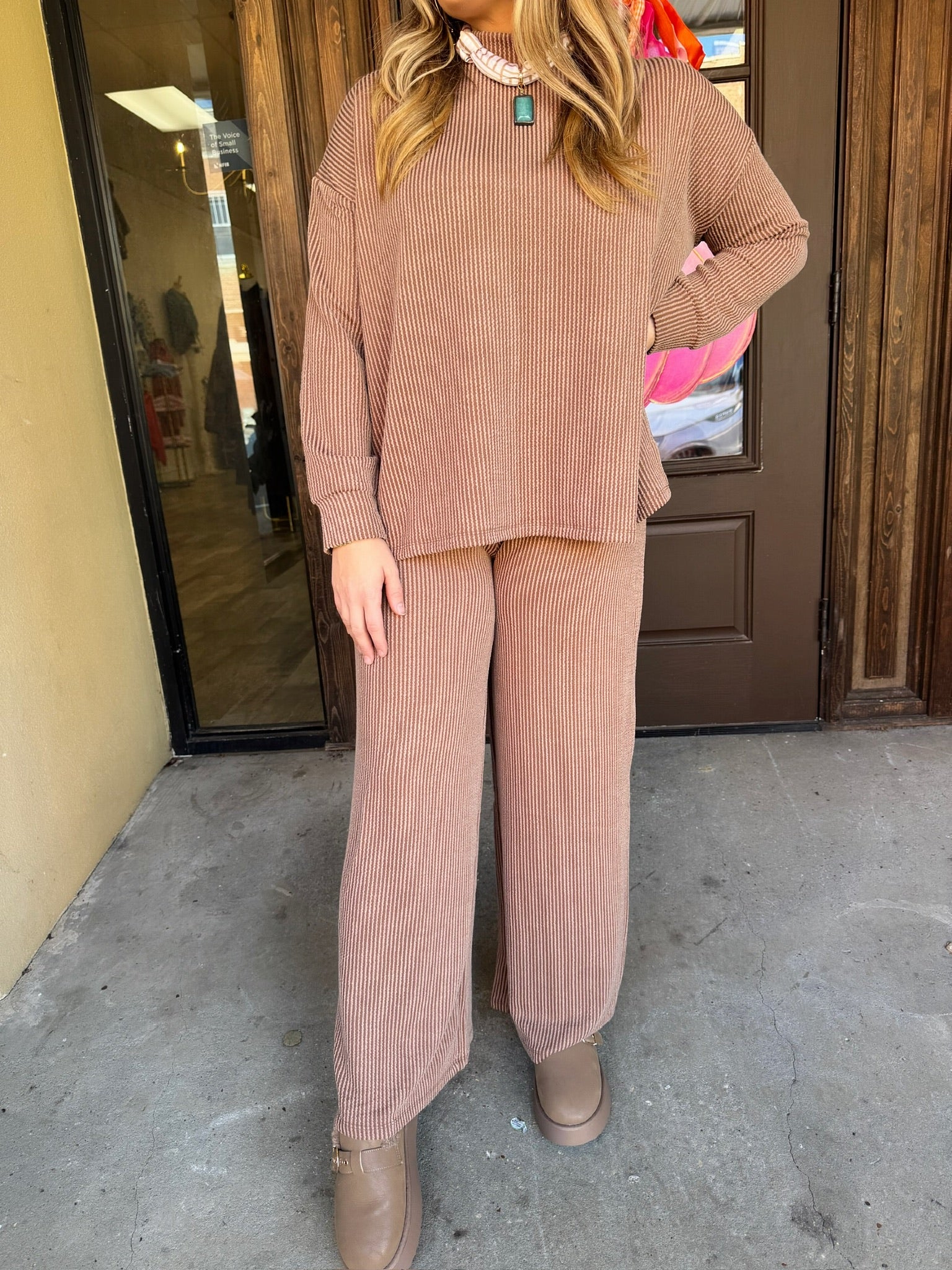 ribbed + ready mock neck set