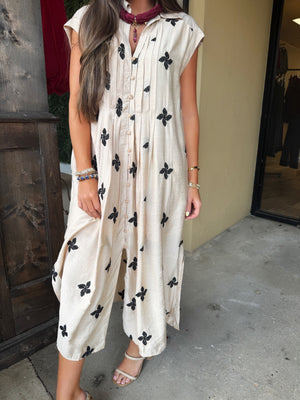 lettie midi dress in natural/black