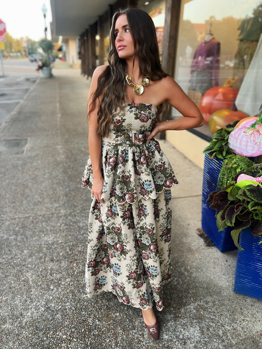 tapestry scalloped midi