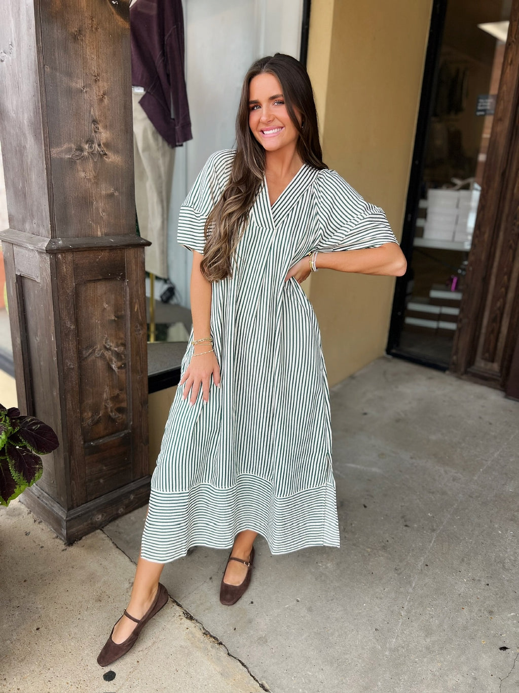 carter hunter striped midi dress