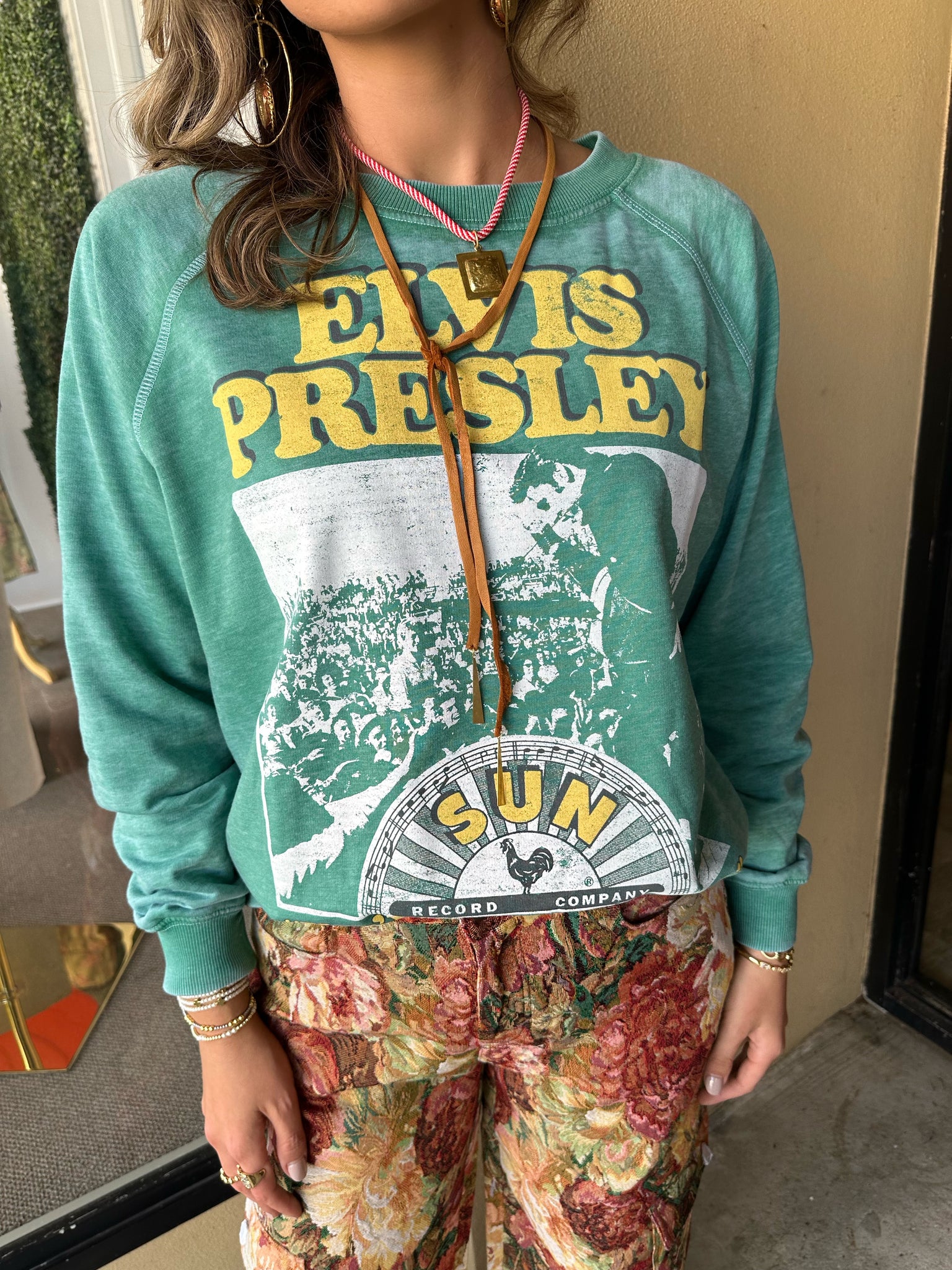 recycled karma sun record x elvis burnout sweatshirt