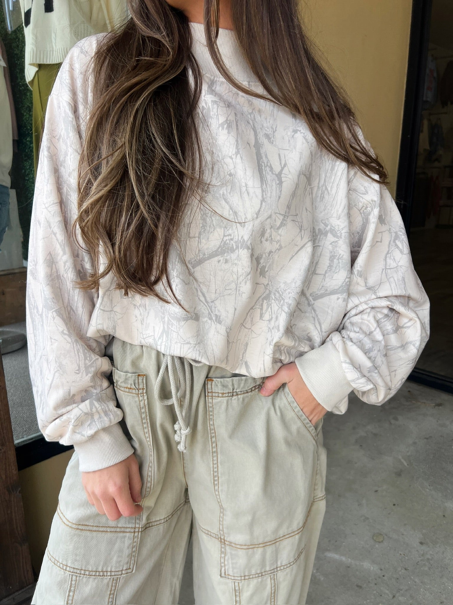 fall fields camo mock neck