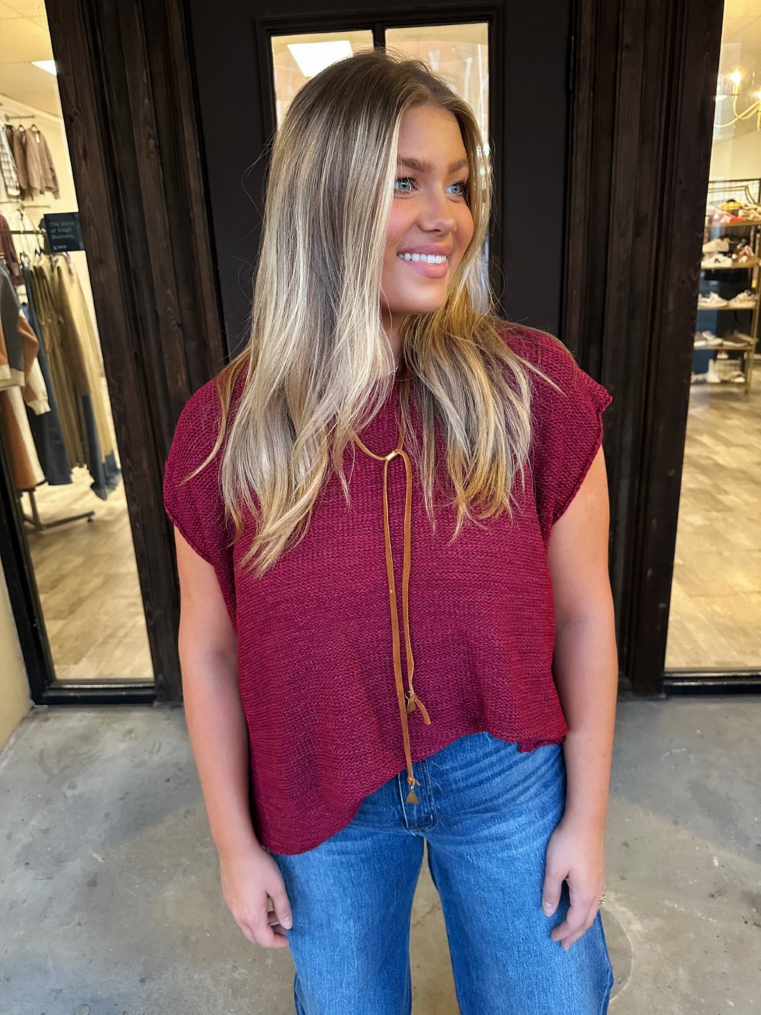 olivia sweater in burgundy