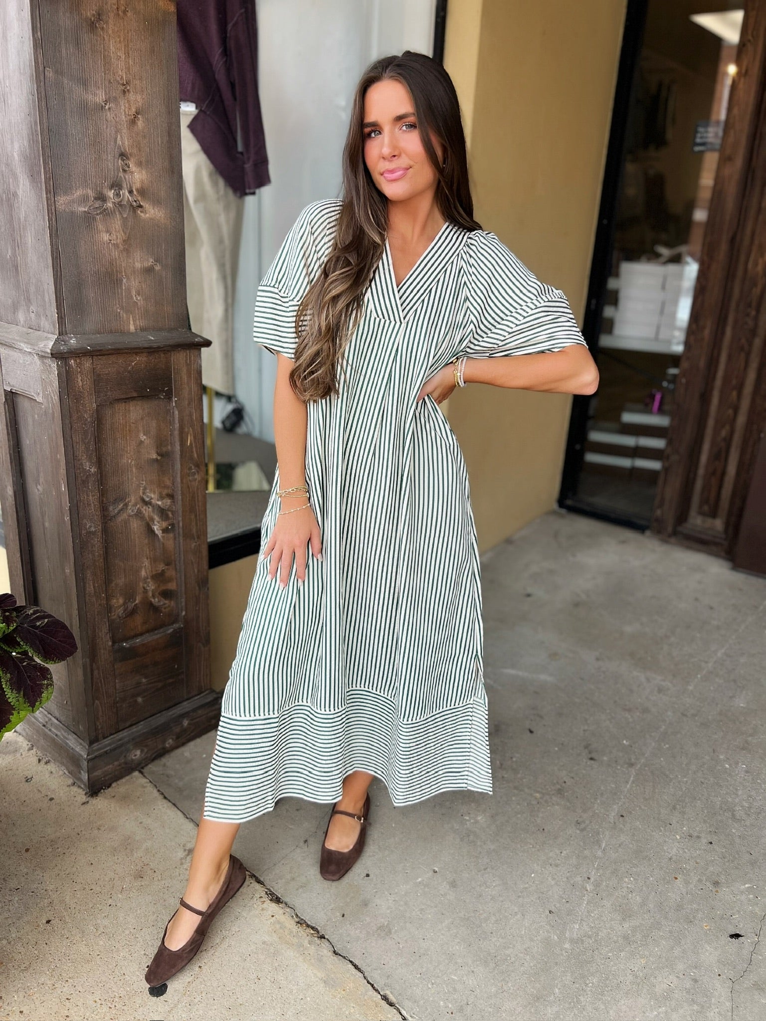 carter hunter striped midi dress