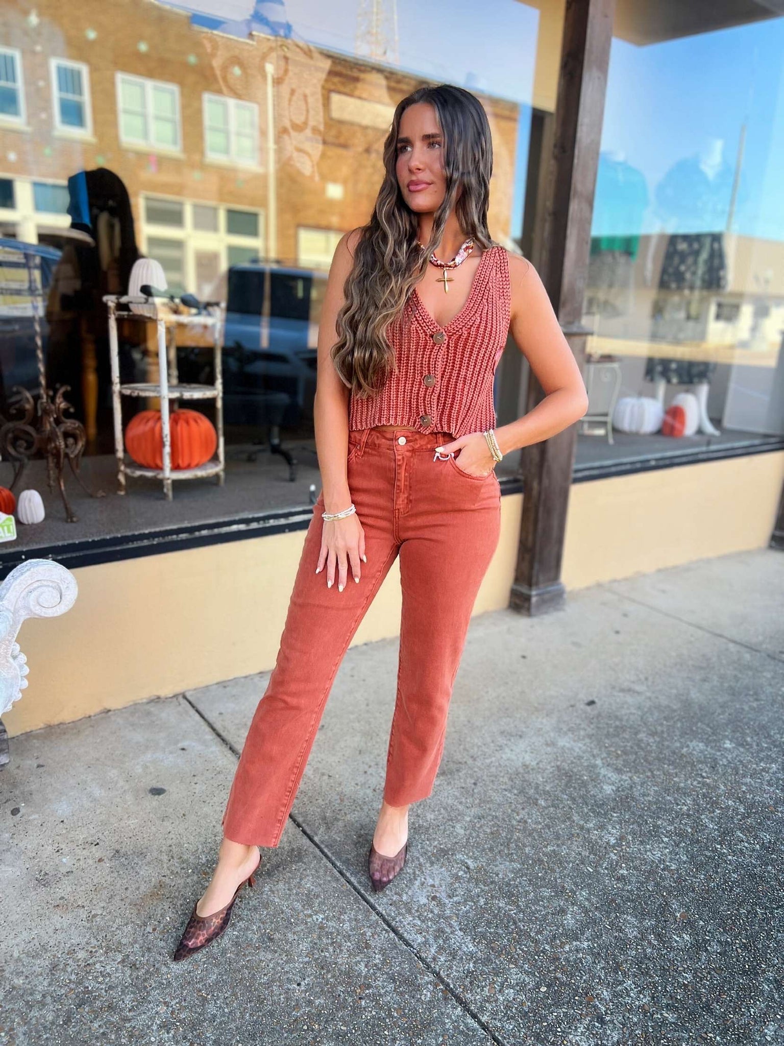layton straight leg jean - rust