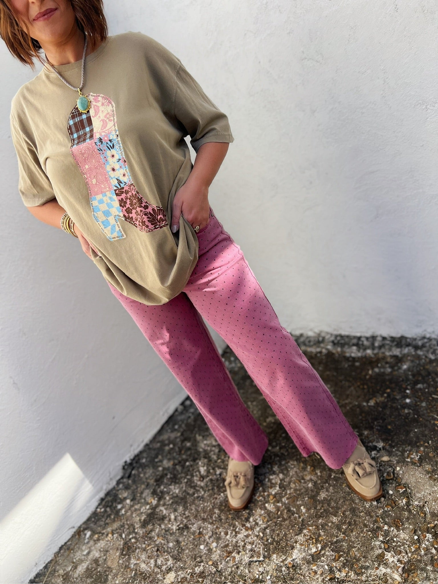 quilted cowboy boot tee