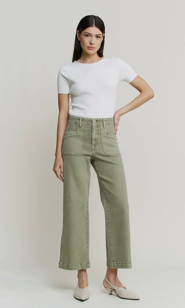 mica neely olive wide crop jean
