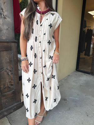 lettie midi dress in natural/black