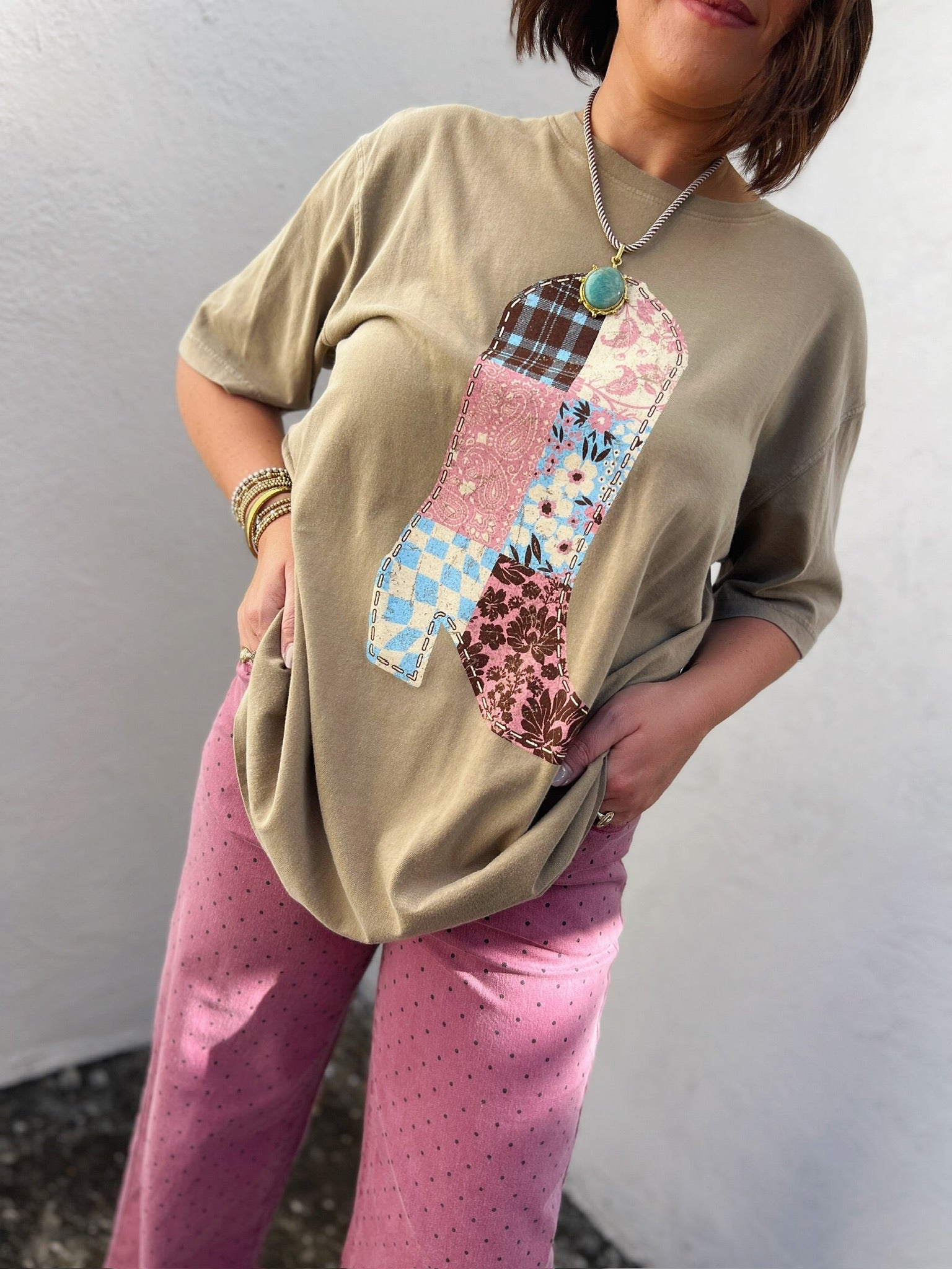 quilted cowboy boot tee